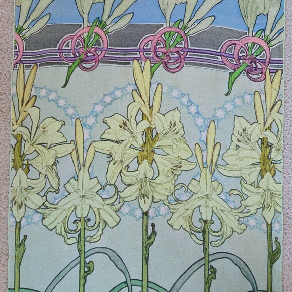 Alphonse Mucha Lily Silk Chiffon Scarf - Picture 8 of 10